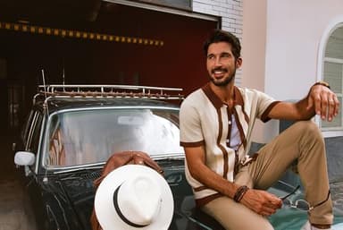 PJ PAUL JONES Mens Retro Polo Shirt Short Sleeve Button Up Knitted Italian Vintage 70s Shirts for Men Spring Summer Apricot M - Image 7