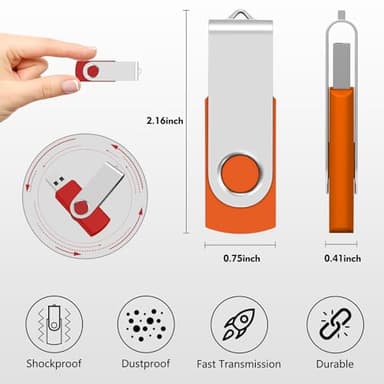 AreTop 2GB USB Flash Drive 10 Pack Pen Drive Memory Stick USB2.0 Pendrive Thumb Drives Bulk for Fold Data Storage Memoria USB (Bulk 10 PCS - Mixed Colors Black/Blue/Purple/Green/Red) - Image 3