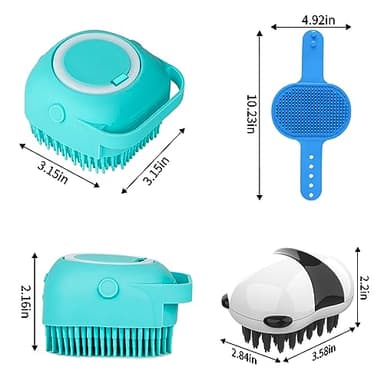 Comotech 3-in-1 Dog Grooming Brush | Adjustable Handle Shampoo Brush & Scrubber for Short & Long Haired Dogs & Cats (Blue Blue White) - Image 6