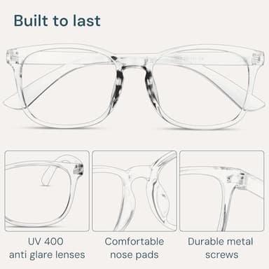 Blue Light Blocking Glasses - Fashion Square Eyeglasses, Anti UV Ray Computer Gaming Glasses Blue Blockers for Women/Men - Image 6