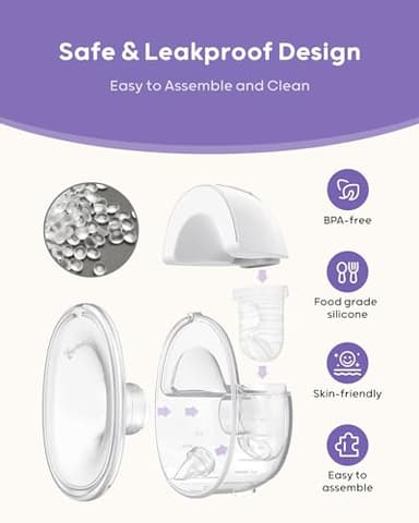 Nuliie Hands-Free Breast Pump, Wearable Breastfeeding Pump 4 Modes 9 Levels with 18/21/24MM Flange, Electric Breast Pump Portable, Replaced Pumping Accessories Included (2 Packs, WhiteSmoke) - Image 3