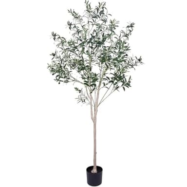 Artificial Olive Tree for Living Room Decor, 6FT Tall Faux Silk Plant Artificial Tree in Potted Oliver Branch Leaves and Fruits for Modern Home Decor Indoor - Image 9