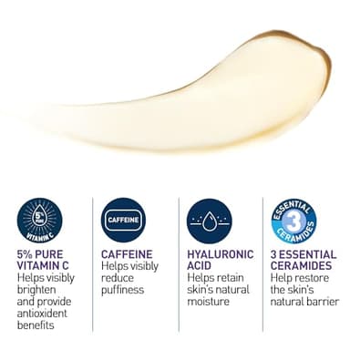 CeraVe Skin Renewing Vitamin C Eye Cream, Vitamin C, Hyaluronic Acid, Ceramides & Caffeine, Under Eye Cream For Dark Circles and Puffiness, Fragrance Free & Ophthalmologist Tested, 0.5 Fl. Oz - Image 3