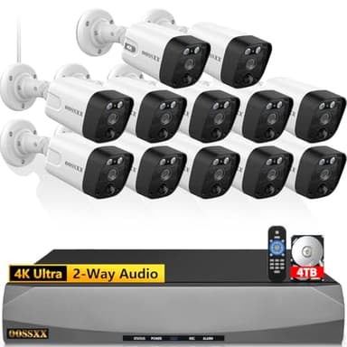 OOSSXX (4K/8.0 Megapixel & 130° Ultra Wide-Angle) 2-Way Audio PoE Outdoor Home Security Camera System Wired Outdoor Video Surveillance IP Cameras System - Image 1