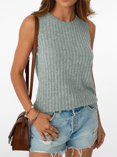 AUTOMET Summer Tank Tops Womens Sleeveless Tunic Shirts Basic Soft Clothes 2025 Casual Trendy Spring Beach Fashion Vacation Outfits Green M - Image 3