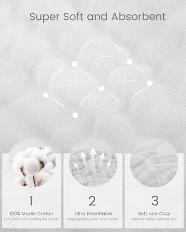 FAVERDIIY 35x35 Inch 2 Pack 100% Muslin Cotton Baby Bath Towel, Hooded Baby Towels for Newborn, Soft Baby Beach Towels with Hood for Infants, Toddlers and Kids, Essentials Must Haves Dusty Pink+ White - Image 3