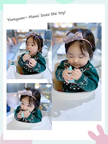 Bunny Eggy Teether Baby Teething Toy Rabbit Egg Rattle Toy Teething Pain Relief for Babies Boys Girls - Pink - Image 6