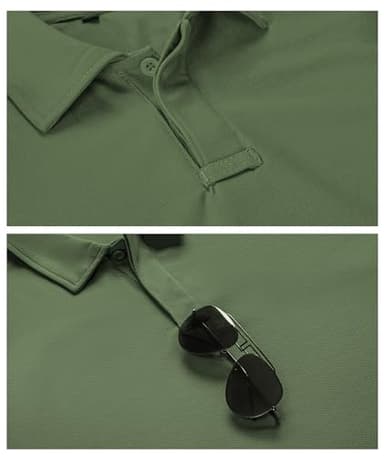 SCODI Mens Polo Shirts Performance Short Sleeve Tactical Shirts Athletic Golf Shirt for Men Daily Casual Collared T-Shirt Green L - Image 3