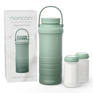 Momcozy 22oz Portable Breast Milk Cooler for Outdoor, Life Saver with 360° Total Cooling for 24 Hours, Larger Capacity Travel Breastmilk Chiller with 2pcs Baby Bottles for Breastmilk Storage, Green - Image 1