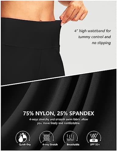 G Gradual Women's 7" Long Swim Board Shorts High Waisted Quick Dry Beach Swimming Shorts for Women with Liner Pockets(Black,XL) - Image 4