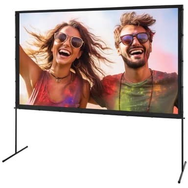 VEVOR Projector Screen with Stand, 100 inch 16:9 4K 1080 HD Outdoor Movie Screen with Stand, Wrinkle-Free Projection Screen with Bar Feet and Carry Bag, for Home Theater Cinema Backyard Movie Night - Image 9