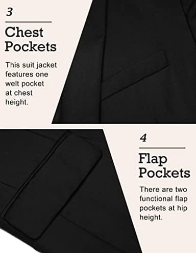 COOFANDY Mens Business Coat Regular Fit Blazer Suit Coat One Button Jacket Executive Sports Coats (Black XXL) - Image 5