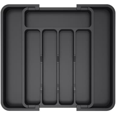 Lifewit Silverware Drawer Organizer, Expandable Utensil Tray for Kitchen, BPA Free Flatware and Cutlery Holder, Adjustable Plastic Storage for Spoons Forks Knives, 8.5"-14.1" x 12.1", Black - Image 1