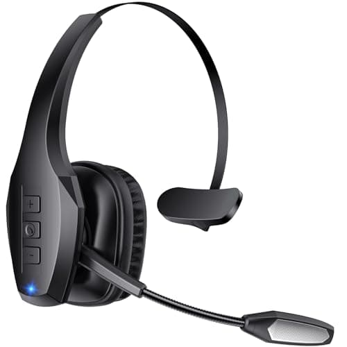 Trucker Bluetooth Headset, Wireless Headset with Mic, Bluetooth Headsets with Dual Noise Cancelling Microphone & Mute Button, 55Hrs Working Time PC Headsets for Cell Phones, Computer, Truck Driver - Image 1