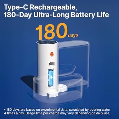 Potaroma Smart Wireless Pet Water Fountain, No Filter, 3.5L Large Capacity, Rechargeable Automatic Water Dispenser for Cats and Small Dogs, Wastewater Separation Always Fresh Water - Image 5