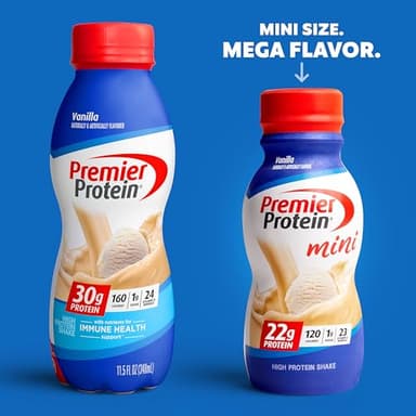 Premier Protein Shake MINIs, Vanilla, 22g Protein, 120 Calories, 1g Sugar, 8.75fl oz, Pack of 12 - Image 2