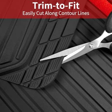 CAR PASS Heavy Duty Rubber Car Mats Metallic, Aluminum Film All Weather Floor Mats Waterproof Universal Trim to Fit Automotive SUV Sedan Van 4 Piece Anodized Deep Dish Two-Tone Sporty Black Red Chrome - Image 8