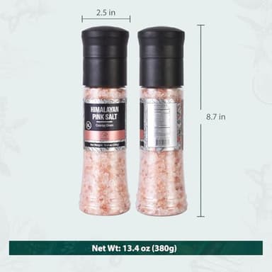 Soeos Salt Grinder Set, Himalayan Pink Salt, Coarse Grain, Salt for Grinder Refill, 13.4 Oz (380g), Refillable Plastic Bottle, Rock Salt, Kosher Salt Set (Pack of 1) - Image 9