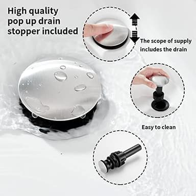 Bathroom Faucet Brushed Nickel Widespread GGStudy 3 Holes 2 Handle Waterfall Modern Bathroom Sink Faucet with Pop Up Drain - Image 5