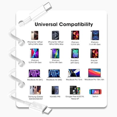USB C to USB C Cable for Apple, 3-Pack 6FT, 60W USBC/Type-C Fast Charger Cord Compatible with iPhone 17/16 Pro Max, iPhone 17 Air, iPad Pro/Air - Image 7