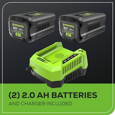 Greenworks 80V 21” Brushless (Push) Cordless Electric Lawn Mower + (500 CFM) Axial Leaf Blower + 13” String Trimmer (75+ Compatible Tools), (2) 2.0Ah Batteries and 30 Minute Rapid Charger - Image 11