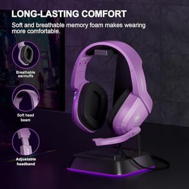 PHOINIKAS Gaming Headset for PS4, PS5, PC, Laptop, Stereo Over Ear Gaming Headphones with Noise-Canceling Mic, Gaming Headsets for XboxOne, Switch, Laptop, Mac, Phone (Purple) - Image 5