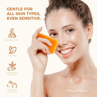 KlearBloom Kojic Acid Soap, Turmeric Soap Bar for Dark Spots Brightening & Moisturizing with Collagen, Vitamin E, Retinol, Hyaluronic Acid, Shea Butter, Paraben & Sulfate-Free 105g x 2 Bars - Image 6