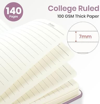 Lined Spiral Journal Notebook for Women, A5 College Ruled Journals for Writing, Hardcover Notebooks for Work, Note taking and Office School Supplies,140 Pages - Purple - Image 4