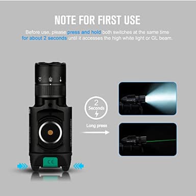 OLIGHT Baldr Pro R 1350 Lumens Magnetic USB Rechargeable Tactical Flashlight with Green Beam and White LED Combo, Rail Mount Weaponlight Compatible with 1913 or GL Rail, Built-in Battery - Image 2
