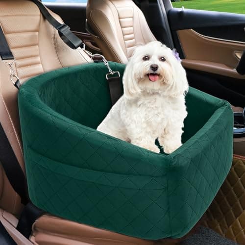 NEEZUKAR Dog Car Seat for Small Medium Dogs,Detachable Washable Dog Booster Seat Under 30lbs, Pet Car Seats Travel Bed with Storage Pockets and Safety Belt(Green) - Image 1