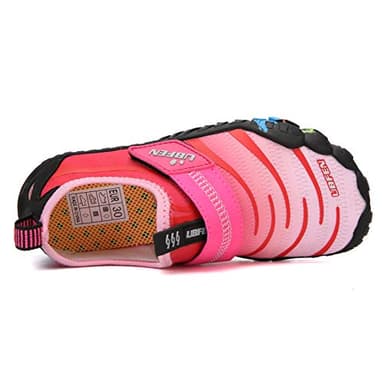 UBFEN Water Shoes for Kids Boys Girls Aqua Socks Barefoot Beach Sports Swim Pool Quick Dry Lightweight Toddler Little Big Kid B Black Pink 6 Big Kid - Image 3