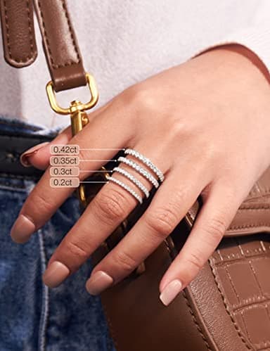 IMOLOVE Moissanite Wedding Band Wedding Rings for Women 925 Sterling Silver Rings with 18K White Gold Plated Eternity Stackable Engagement Ring Anniversary Band Size 6 - Image 6