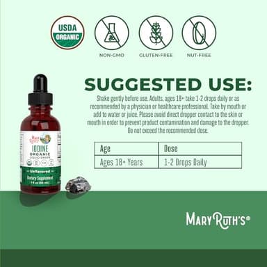 MaryRuth Organics Iodine Liquid Drops | Potassium Iodide | 1 Year Supply | 450 Servings | Thyroid Health | USDA Organic| Vegan | Non-GMO | Gluten Free | 1 Fl Oz - Image 3