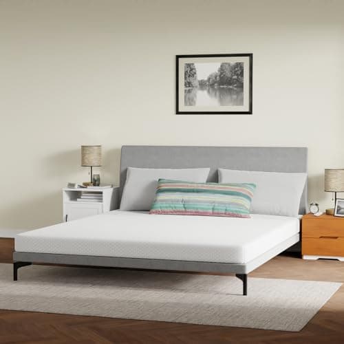 FDW | 5 Inch California King Mattress | Medium Firm | Gel Memory Foam Mattress | White | Bed in a Box, CertiPUR-US Certified | Pressure Relief, Cooling Ventilated Foam | Washable Removable Cover - Image 1