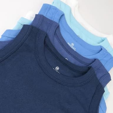 HonestBaby Sleeveless Muscle T-Shirts 100% Organic Cotton for Infant Baby and Toddler Boys, Girls, 5-Pack Sea Ombre, 18 Months - Image 2