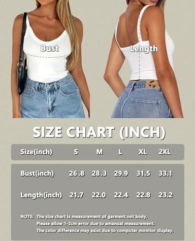 iGENJUN Womens Spaghetti Sleeveless V Neck Ribbed White Tank Tops for Women 2025 Backless Slim Fitted Soft Summer Basic Camisole Shirts,M,White - Image 6