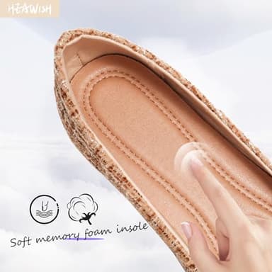 HEAWISH Women’s Round Toe Flats Shoes Ballet Flats Dressy Comfortable Flats for Women(Tan, US6) - Image 3