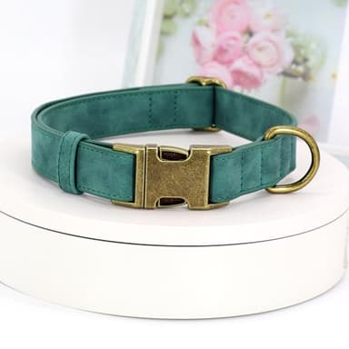 Didog Soft PU Leather Dog Collar, Stylish Quick Released Dog Collars for Small Dogs, Easy Clean Adjustable Pet Collar for Daily Walking, Green, S Fit 10-16" Neck - Image 4