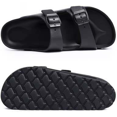 Goosecret Women's Platform Sandals with Arch Support Chunky Lightweight Foam Slip on Slides Comfortable Summer Beach Sandals with Adjustable Buckle Black, 39(size 8-8.5) - Image 3