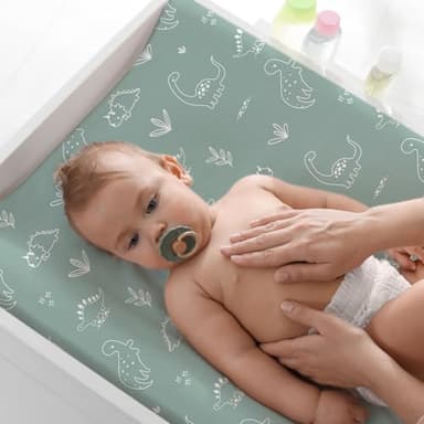 BROLEX Changing Pad Covers for Baby: Boy Girls Ultra Stretchy Soft 2 Pack, Cute Dinosaurs - Image 6