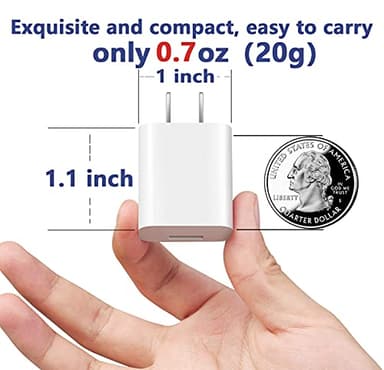 USB Wall Charger,Small iPhone Charger Box,Travel Plug Cube 5W Power Adapter for iPhone SE 2020/12 Pro Max/11 Pro Max/XR/X/8 Plus/7/6S/6S/6/5,Galaxy S7/S6/S5 Edge,LG,HTC,Huawei,Moto,Kindle - Image 3
