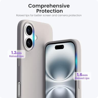 ORNARTO Compatible with iPhone 16 Plus Case 6.7, Slim Liquid Silicone 3 Layers Full Covered Soft Gel Rubber Phone Case Protective Cover 6.7 Inch, Stone Gray - Image 4
