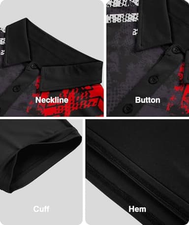 ZITY Golf Polo Shirts for Men Short Sleeve Athletic Tennis T-Shirt Black Bright Red 3XL - Image 3