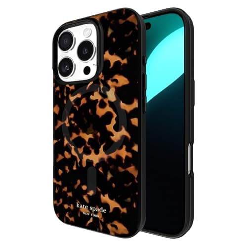 kate spade new york iPhone 16 Pro Case - Compatible with MagSafe - Designer Phone Case - Tortoise - Image 1