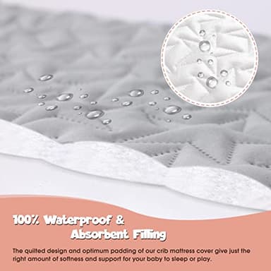 Waterproof Crib Mattress Protector Pad - 2-Pack Fitted Sheets - Soft Quilted Toddler Mattress Covers for Standard Baby Crib - Image 5