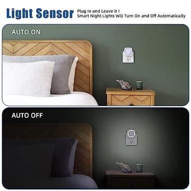 White Night Lights Plug into Wall, 4 Packs Dimmable Night Light with Dust to Dawn Sensor, Automatically Turn on and Off, Gentle Glow Nightlight for Bathroom,Bedroom,Stairs,Kitchen,Hallway, White - Image 4