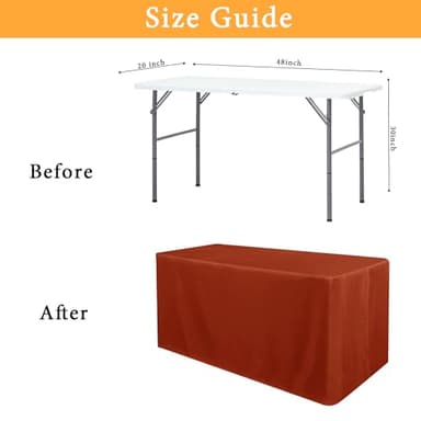 Obstal 2 Pack Table Clothes for 6 Foot Rectangle Tables - Water Resistant Washable Fabric Polyester Rectangle Table Cover Protector for Wedding, Banquet and Trade Shows, 72L x 30W Inches, Rust - Image 7