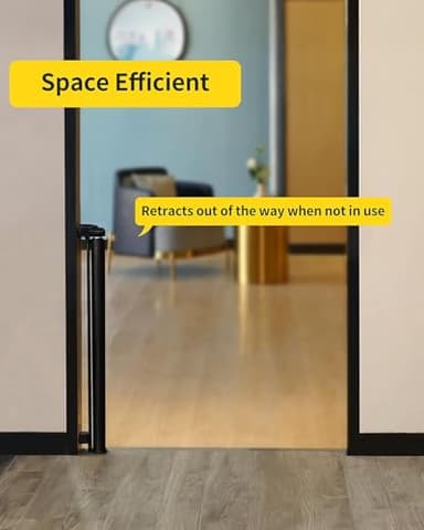 dearlomum Retractable Baby Gate,Mesh Baby Gate or Mesh Dog Gate,33" Tall,Extends up to 55" Wide,Child Safety Gate for Doorways, Stairs, Hallways, Indoor/Outdoor（Black,33"x55") - Image 4