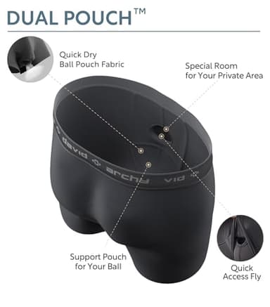 DAVID ARCHY Men's Underwear Ultra Soft Modal Dual Pouch Trunks Support Ball Pouch Bulge Enhancing Boxer Briefs for Men 4 Pack(M, Black) - Image 2