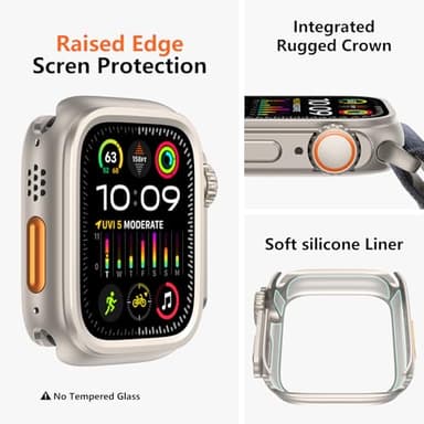 amBand 3 in 1 Metal Case Compatible with Apple Watch Series 6/5/4 SE 3/SE 2/SE 44mm, W1 Rugged Bumper Protector [Turning into Ultra 3/2/1 Upgrade] with Watch Crown + Back Cover, Natural Titanium - Image 3